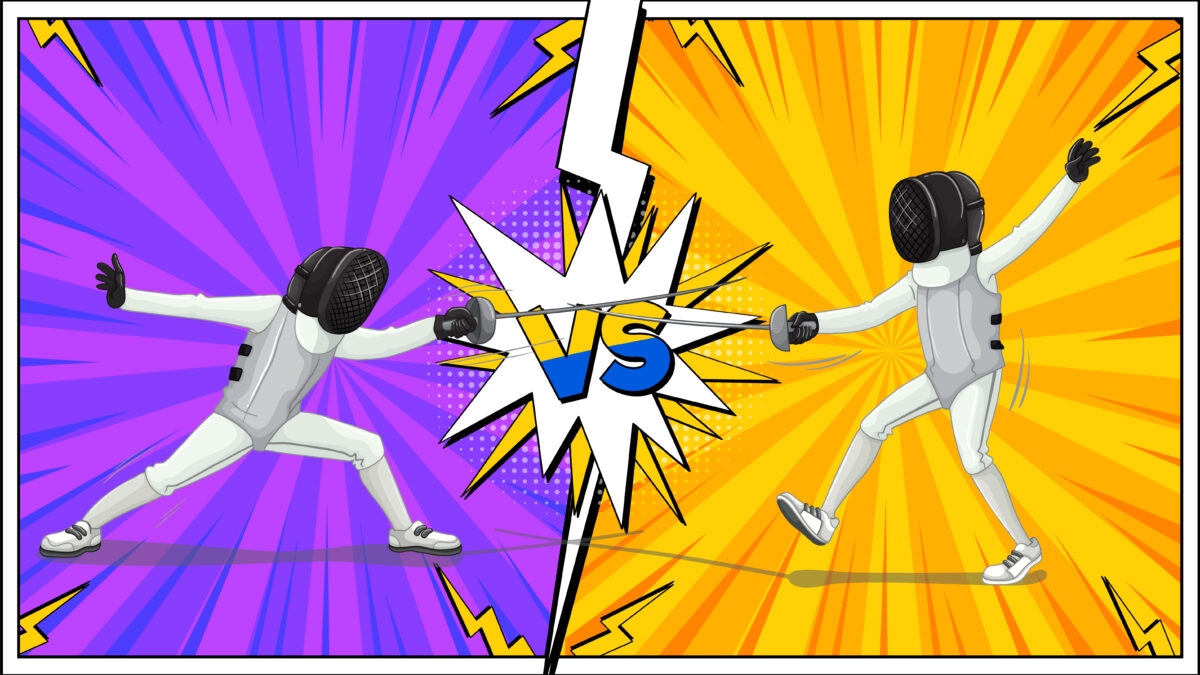 A colorful illustration showing a versus battle between the Samsung Galaxy S26 Ultra and the Apple iPhone 17 Pro