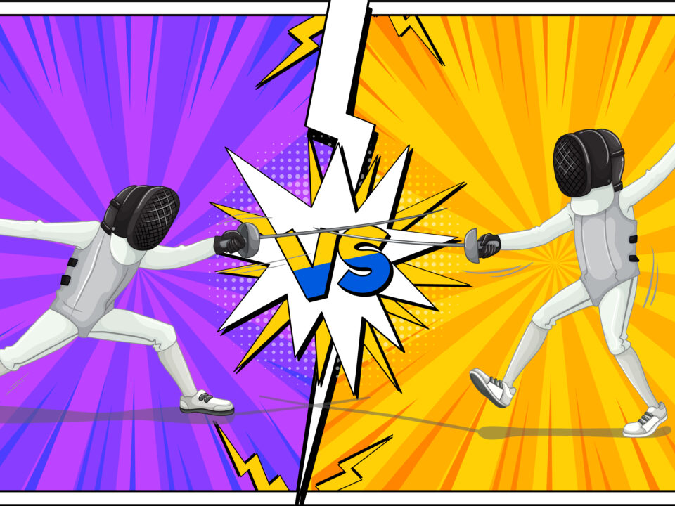 A colorful illustration showing a versus battle between the Samsung Galaxy S26 Ultra and the Apple iPhone 17 Pro